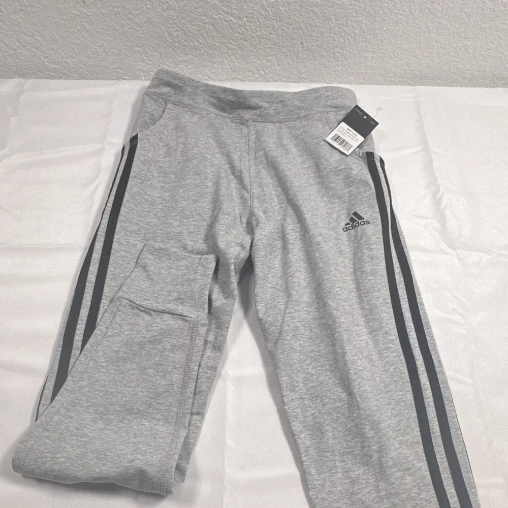 Adidas Girls Large US 14 Gray 3-Stripes Slim Fit Leggings NWT Athletic Pants